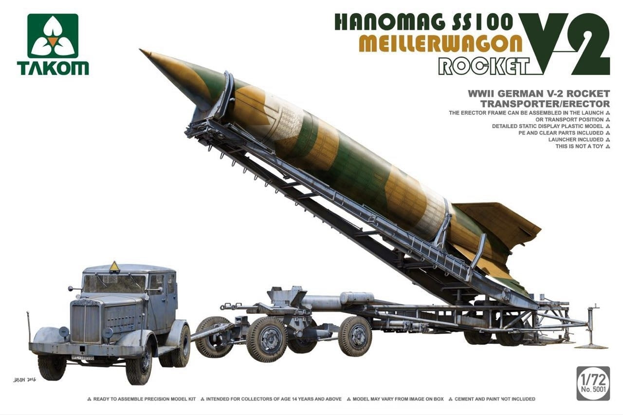 TK5001 Takom 1/72 WWII German V-2 Rocket Transporter/Erector Meillerwagen+Hanomag SS100 Takom