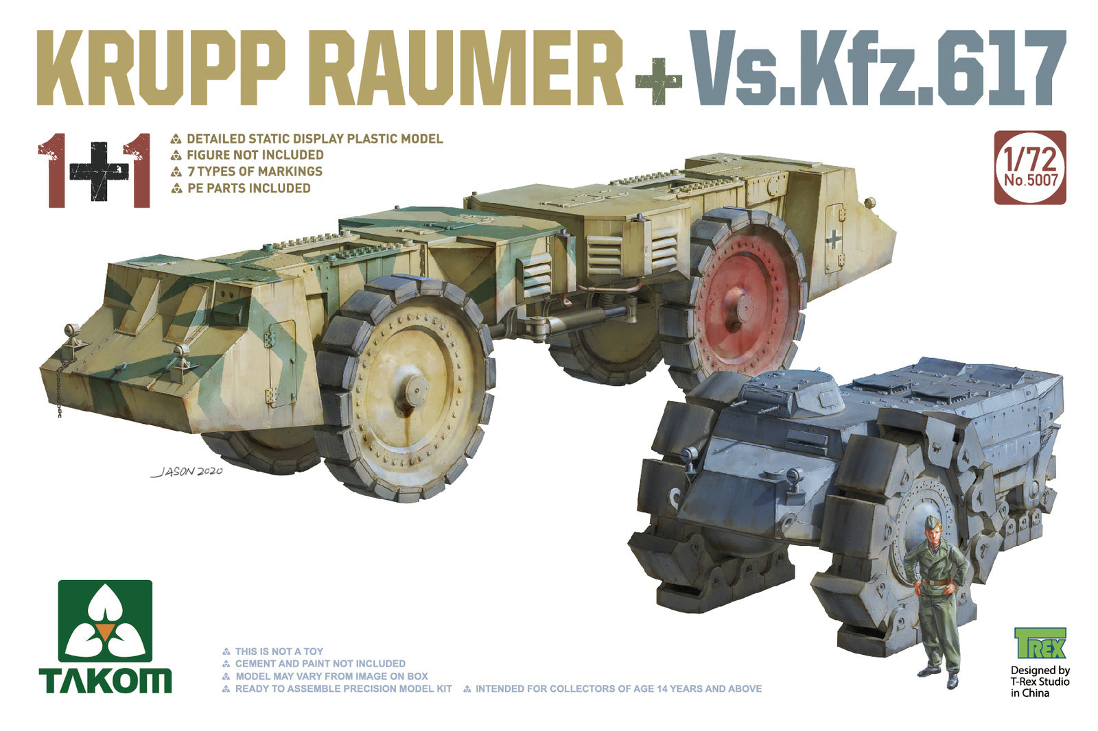 TK5007 Takom 1/72 Krupp Raumer+Vs.Kfz.617 (1+1) Plastic Model Kit Takom