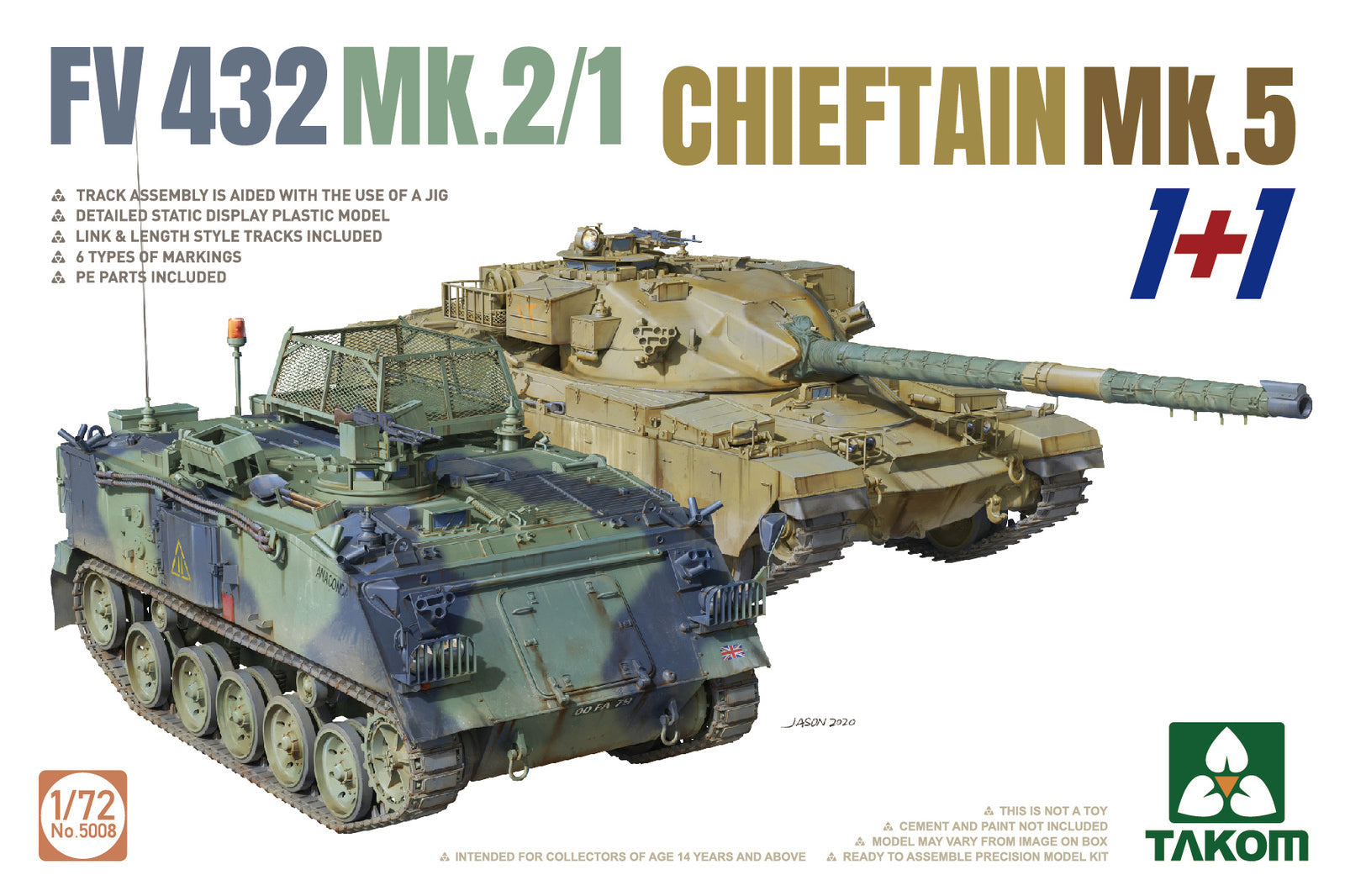 TK5008 Takom 1/72 FV 432 MK.2/1+Chieftain MK.5 (1+1) Plastic Model Kit Takom