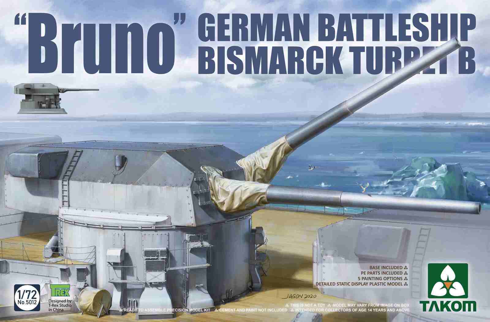 TK5012 Takom 1/72 "Bruno" German Battleship Bismarck Turret B Plastic Model Kit Takom
