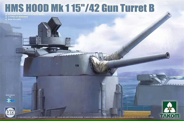 TK5020 Takom 1/72 HMS Hood 15"/42 Mk1 Gun Turret B Plastic Model Kit Takom