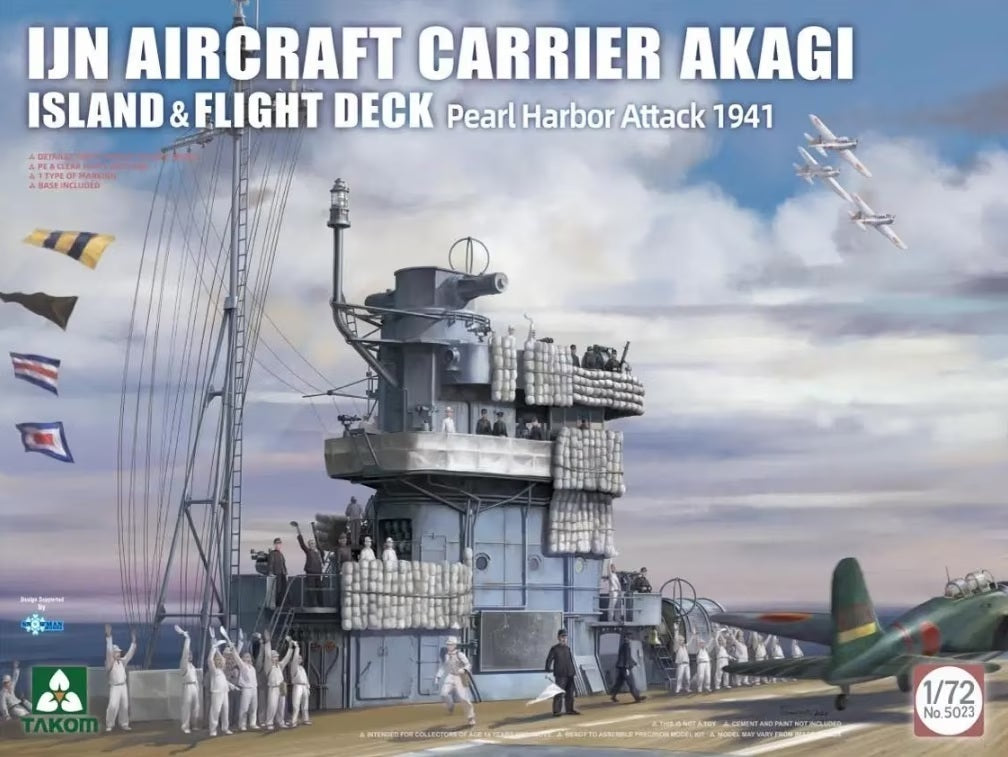 Takom 1/72 IJN AIRCRAFT CARRIER AKAGI ISLAND & FLIGHT DECK Pearl Harbor Attack 1941 Plastic Model Kit