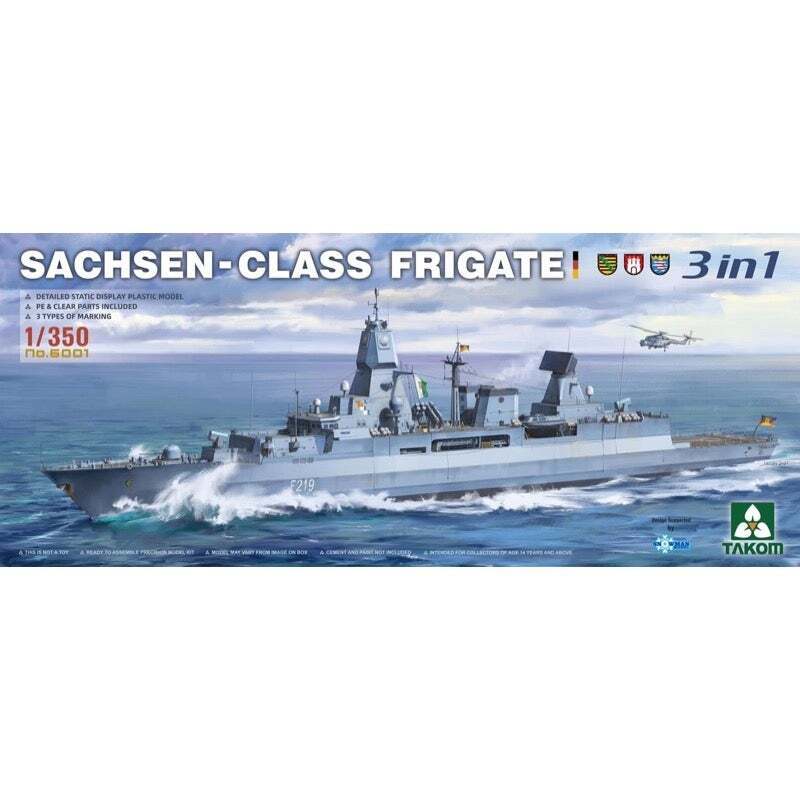 TK6001 Takom 1/350 Sachsen-Class Frigate 3 In 1 Plastic Model Kit [6001] Takom