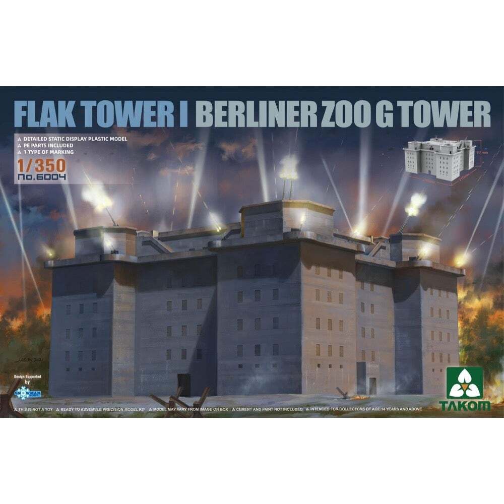 TK6004 Takom 1/350 Flak Tower I Berliner Zoo G Tower Plastic Model Kit Takom