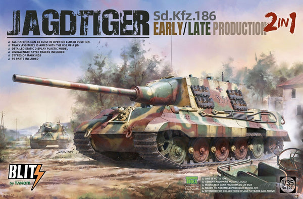 TK8001 Takom 1/35 Sd.Kfz.186 Jagdtiger early/late production 2 in 1 Plastic Model Kit