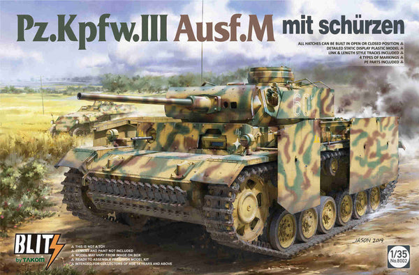 TK8002 Takom 1/35 Pz.Kpfw.III Ausf.M mit schrzen Plastic Model Kit