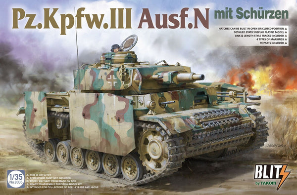 TK8005 Takom 1/35 Pz.Kpfw.III Ausf.N mit Schrzen Plastic Model Kit