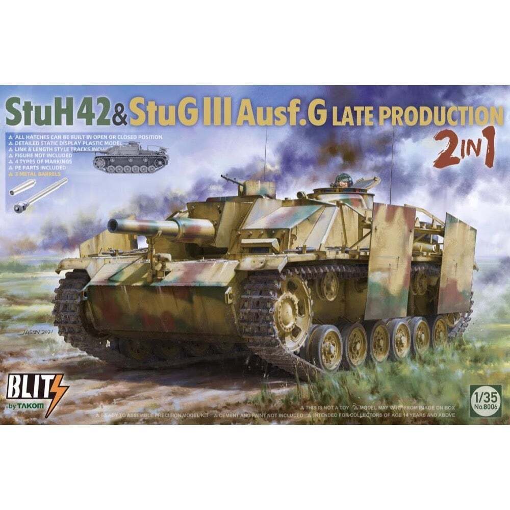 TK8006 Takom 1/35 StuH42 & StuG III Ausf.G Late Prodution 2 in 1 Plastic Model Kit Takom