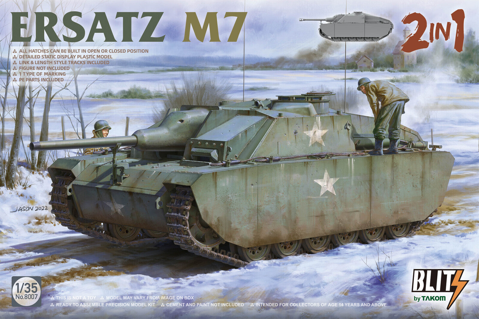 TK8007 Takom 1/35 Ersatz M7 2 in 1 Plastic Model Kit [8007] Takom