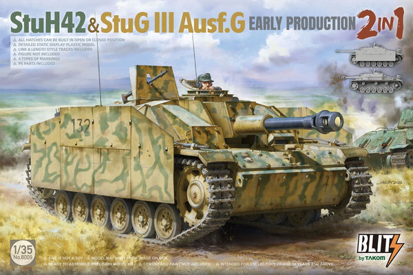 TK8009 Takom 1/35 StuH 42 & StuG III Ausf.G Early Production 2 in 1 Plastic Model Kit [8009]