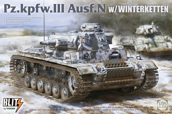 TK8011 Takom 1/35 Pz.Kpfw.III Ausf.N w/ Winterketten Plastic Model Kit
