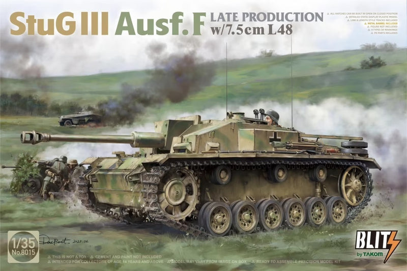 TK8015 Takom 1/35 StuG III Ausf.F Late Production w/7.5cm L48 Plastic Model Kit