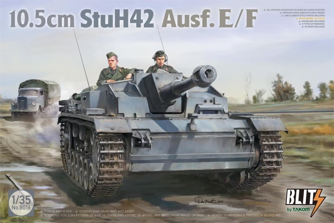 TK8016 Takom 1/35 10.5cm StuH42 Ausf.E/F Plastic Model Kit Takom