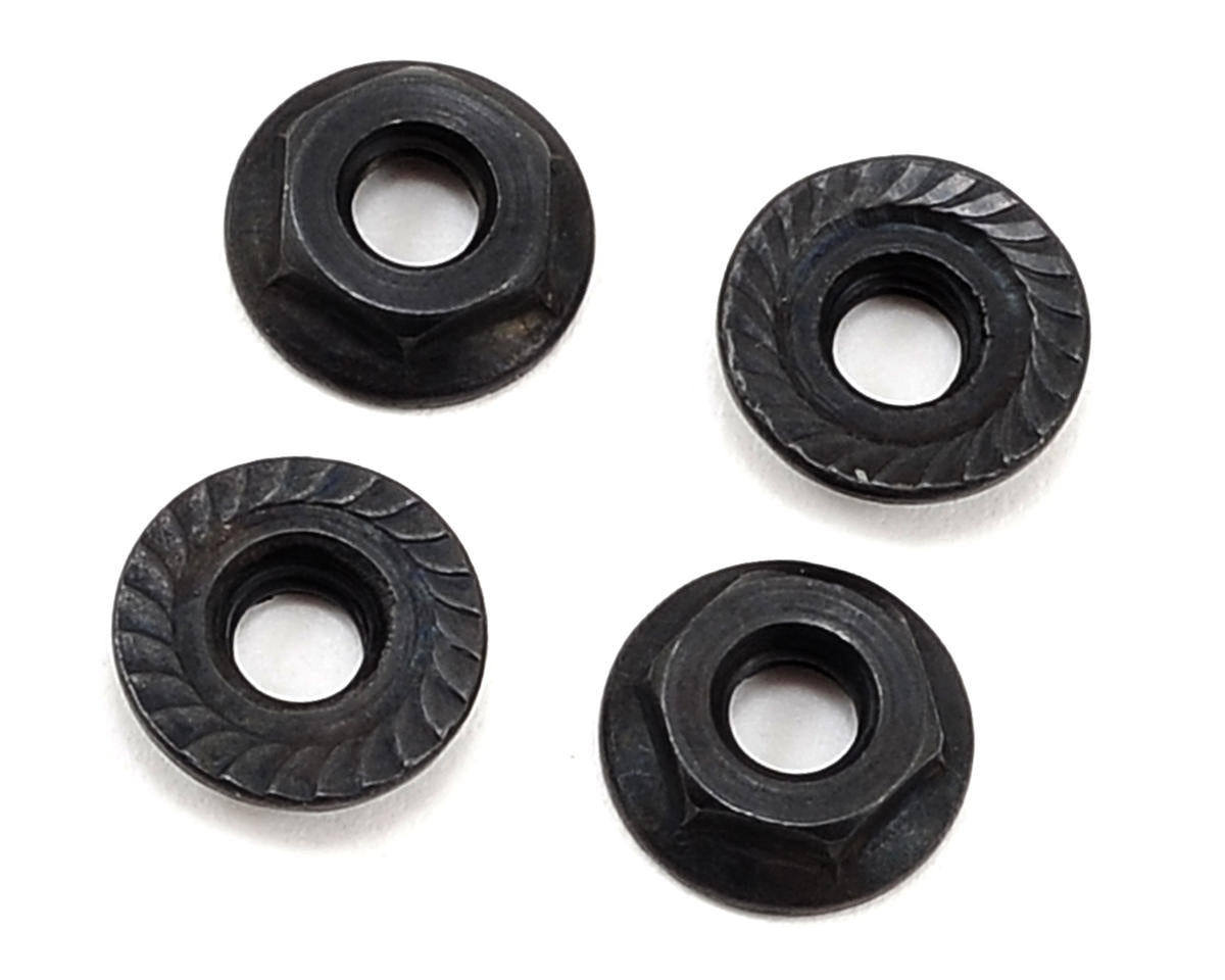 TLR236001 TLR 4mm Low Profile Serrated Nuts, 4pcs, 22 5.0 SR Losi