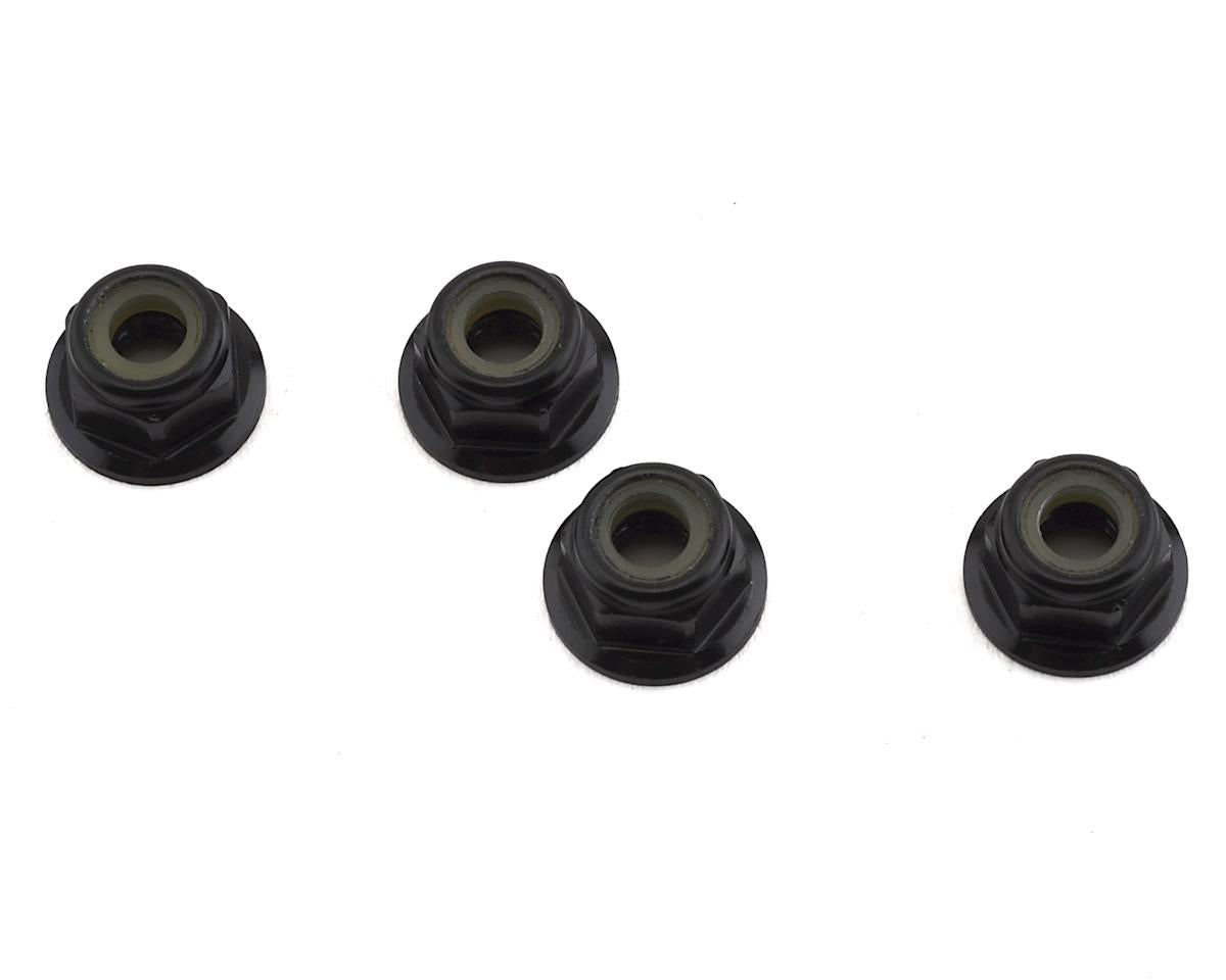 TLR236009 TLR Black Alum Flanged Locknut, M4 x 0.7mm x 7mm, 4pcs, 22 5.0 DC Elite Losi