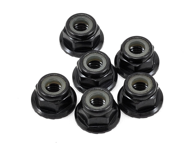 TLR336000 TLR 4mm Aluminium Serrated Lock Nuts, Black, 6pcs, 22 5.0, 22X-4