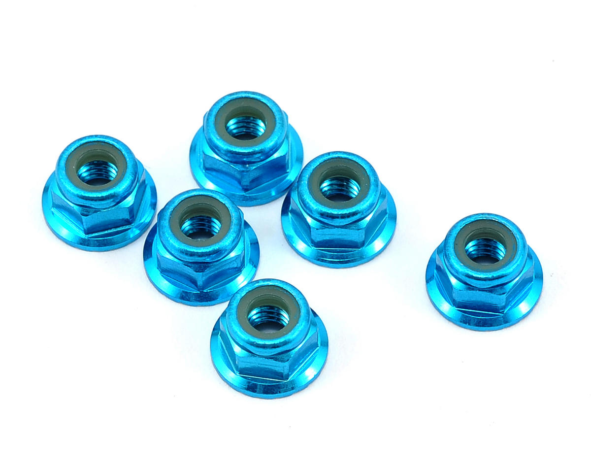TLR336001 TLR 4mm Aluminum Serrated Lock Nuts, Blue (6) Losi