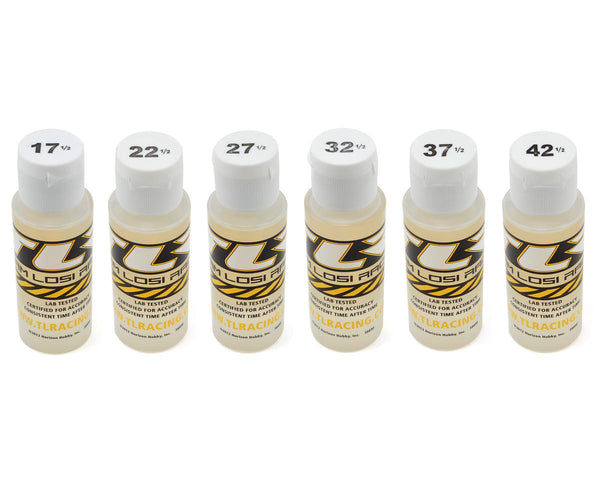 TLR74019 TLR Silicone Shock Oil 2oz 6pk, 17.5, 22.5, 27.5, 32.5, 37.5, 42.5wt