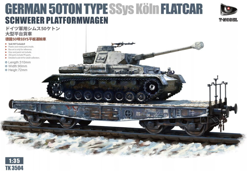 T-Model 1/35 German 50T Type SSys Schwerer Platormwagen (Tank Not Include) Plastic Model Kit