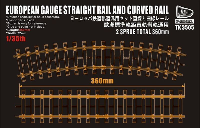 T-Model 1/35 360mm European Gauge Straight Rail And Curved Rail Plastic Model Kit