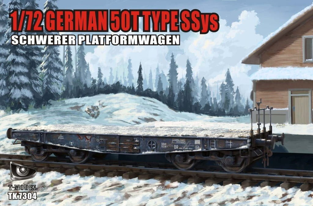 T-Model 1/72 German 50T Type SWys Schwerer Platormwagen Plastic Model Kit