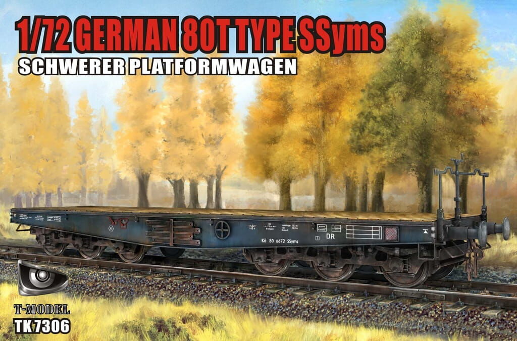 T-Model 1/72 German 80T Type SWyms Schwerer Platormwagen Plastic Model Kit