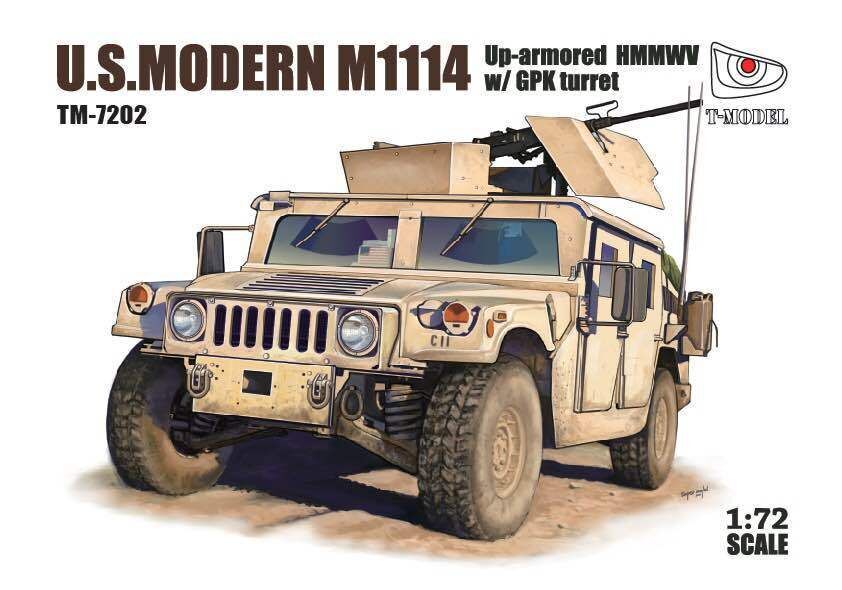 T-Model 1/72 U.S.HMMWV M1114 W/GPK Turret Plastic Model Kit