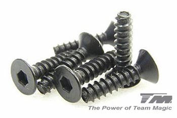 TM116312 3x12mm Steel F.H. Self-Tapping Screw (6) Team Magic