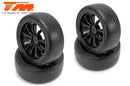 TM503334BK 1/10 Touring mounted rubber (4pce BLK) Team Magic