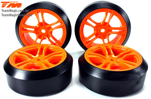 TM503390 E4D Mounted Drift Tyre 45 Degree Orange Team Magic