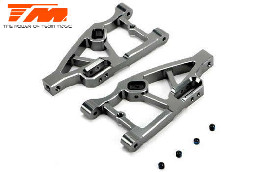 TM510132TI E5 option CNC alloy lower arm (2) silver Team Magic