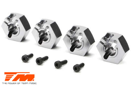 TM510135TI E5 option clamp 14mm wheel hex sil (4) Team Magic