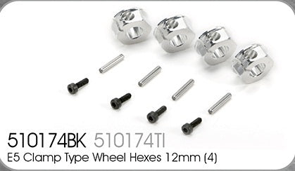 TM510174BK Alloy Clamp Hexes (4) 12mm opt. E5 TEAM MAGIC