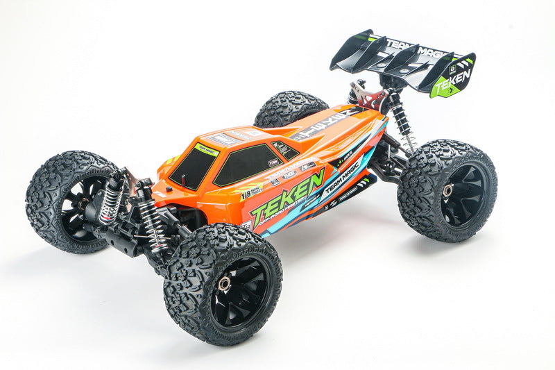 TM560020 Car - 1/8 XL Electric - 4WD Truggy - RTR - 2500kv Brushless Motor - 4S - Waterproof - Team Magic TEKEN Orange Team Magic