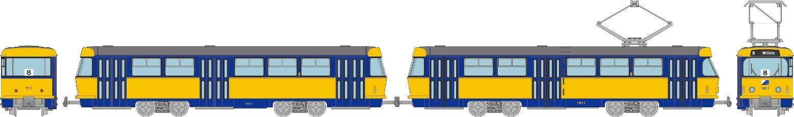 Tomytec N Train Leipzig Tram Tatra T4 + B4 Type 2 Cars Set F