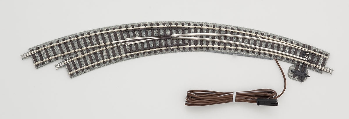 Tomix N Electric Turnout Track Curved Left Hand 12-1/2" 317mm & 11" 280mm Radius, 45° Curve TMX01279