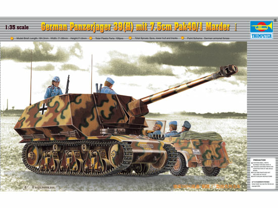 TR00354 Trumpeter 1/35 German Panzerjager 39(H) mit 75mm Pak40/3 Marder