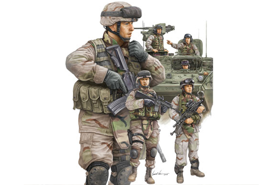 TR00424 Trumpeter 1/35 Modern U.S. Army Armor Crewman & Infantry Trumpeter