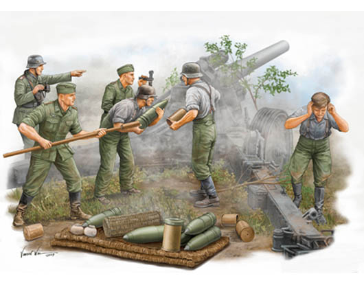 TR00425 Trumpeter 1/35 German Field Howitzer Gun Crew (on firing)