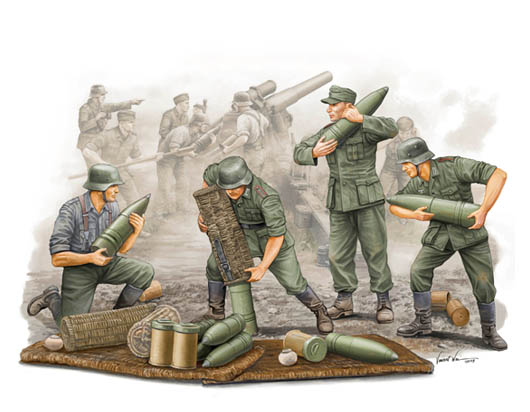 TR00426 Trumpeter 1/35 German Field Howitzer Gun Crew (on carrying) Trumpeter