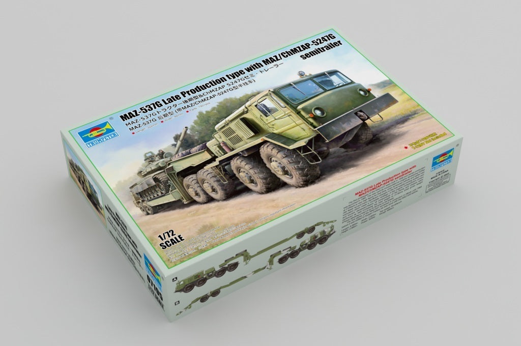 Trumpeter 1/72 MAZ-537G Late Production type with MAZ/ChMZAP-5247G semitrailer Plastic Model Kit TR07195