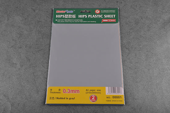 TR08001 Trumpeter 0.3mm HIPS plastic sheet (210mmx300mm x2pcs.) Modelling Tool