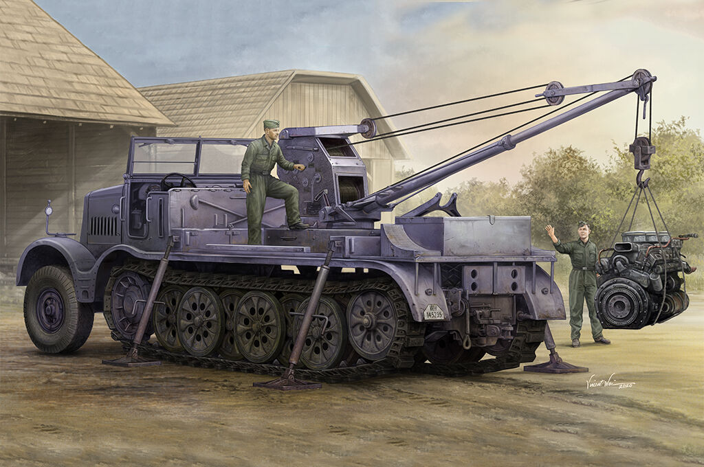 Trumpeter 1/35 Schwerer Zugkraftwagen 18 t with 6 t Billstein-Crane Sd.Kfz.9/1 Plastic Model Kit TR09576