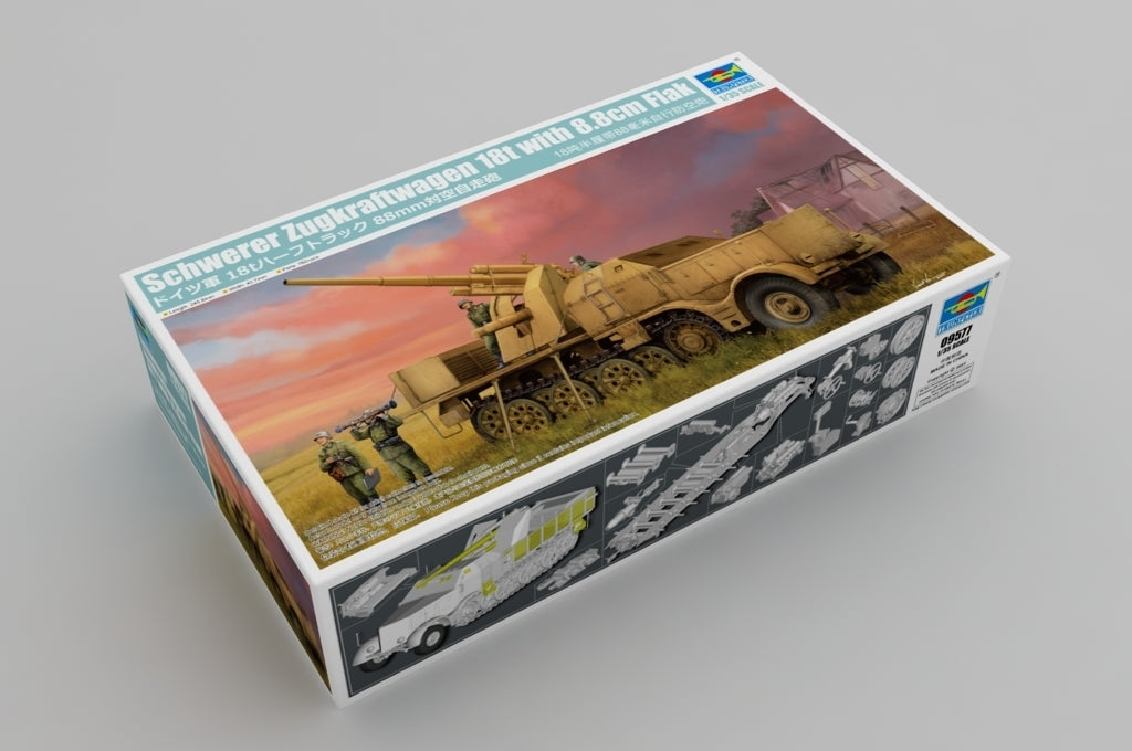 TR09577 Trumpeter 1/35 Schwerer Zugkraftwagen 18 t with 8.8 cm Flak Plastic Moedl Kit [09577] Trumpeter