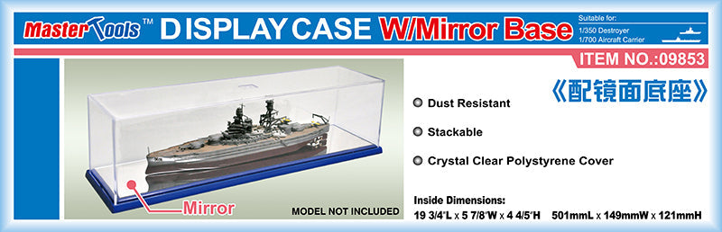 TR09853 Trumpeter 501x149x121mm WxL Display Case w/Mirror Base Trumpeter