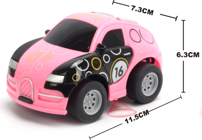 TRC-6148R-P 1:43 Q version Bugatti graffito car Pink  Body, (Requires AA Batteries) Tornado