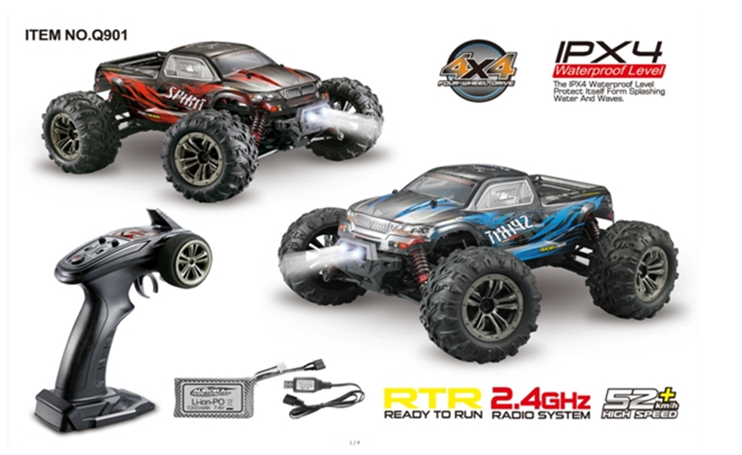 TRC-Q901 Tornado RC 1/16 Brushless 4WD Ready to Run Monster Truck 52klm Top Speed Tornado