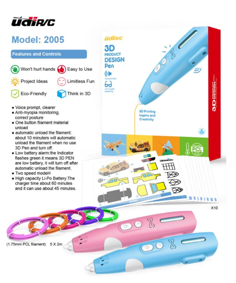 UDI-2005 3D Model Smart Printing Pen with voice