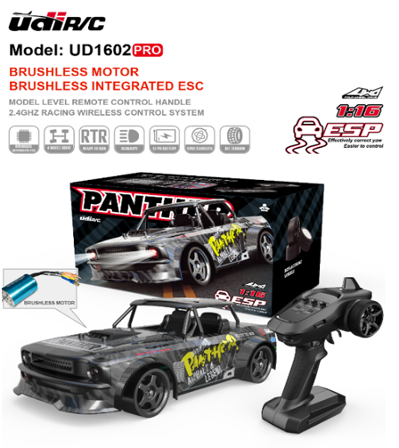 UDI-UD1602-PRO 1:16 2.4G Brushless High Speed Car, 3 Speed mode, Adjustable Electronic stability control, Drift & circuit tyres included UDI