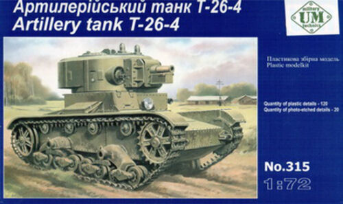 UMMT315 UM-MT 1/72 SOVIET TANK T-26-4 WITH ARTILLERY TURRET Plastic Model Kit UM-MT
